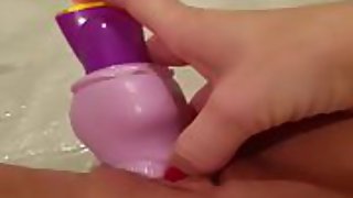 Super hot wife using massager in the tub