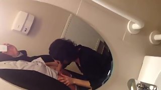 Shower blowjob in front of the mirror while out in the club