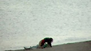 Voyeured couple public fuck-fest on the beach early in the morning