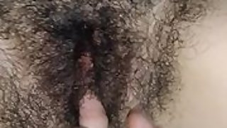 Wifey playing with hairy, unshaven, raw cootchie