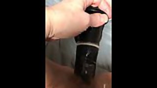 Fucking my pussy with this black dildo